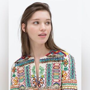 UNIQUE!! Zara Embellished Embroidered Jacket Blazer Coat Small